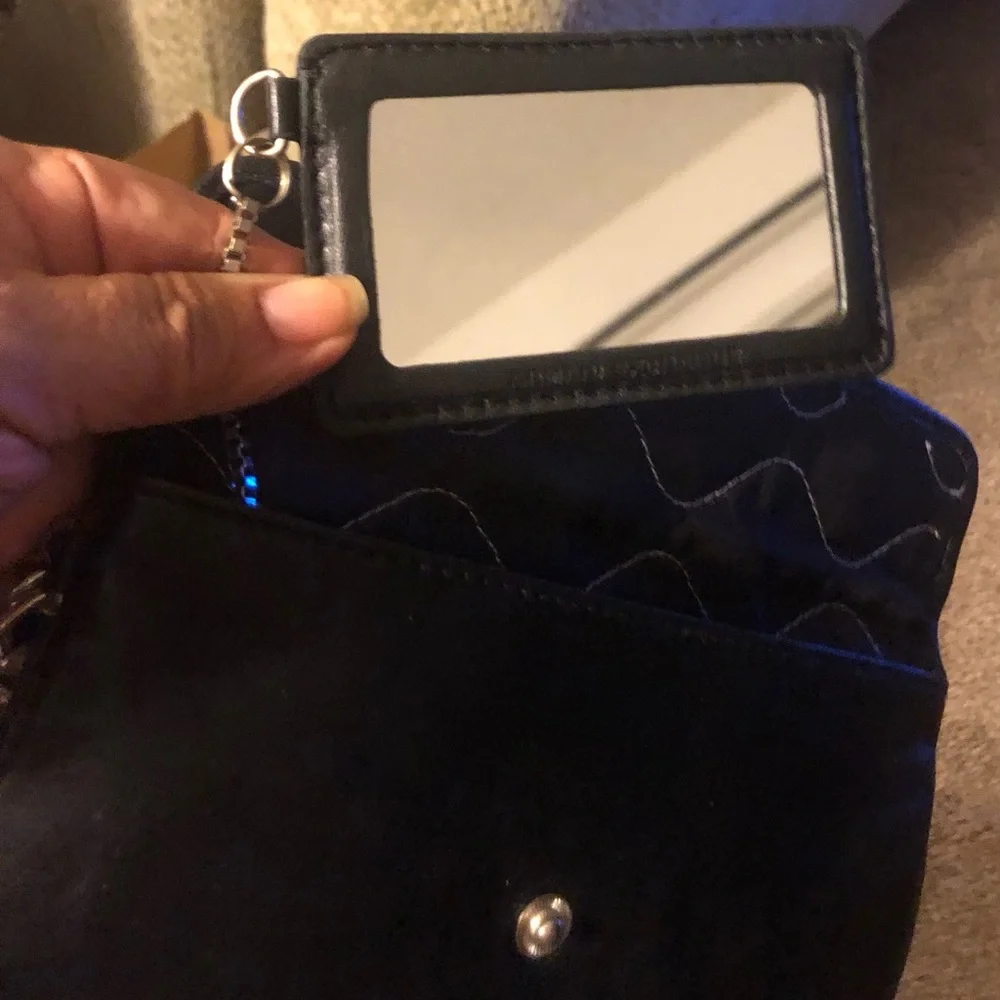 Armani Exchange Women’s Leather Wristlet Cosmetic Makeup Mirror Bag
